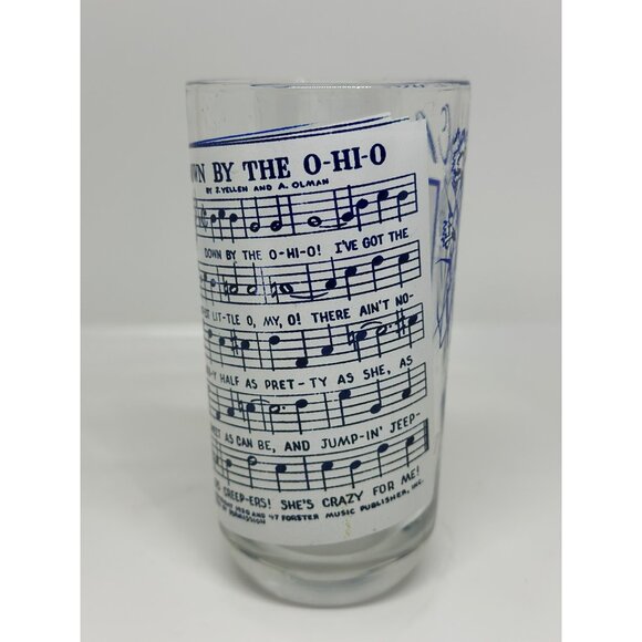 VTG Hazel Atlas Ohio Souvenir Glass | Blue O-Hi-O Song Graphics & Lyrics 5.25" - Picture 5 of 9
